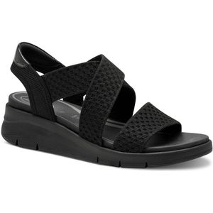 TAMARIS Comfort TC Vegan Sandalen - Zwart - Sleehak - Hallux-vriendelijk