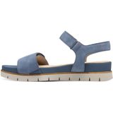 TAMARIS Comfort Sandalen - Denim Nubuc - Leer - Klittenbandsluiting - Sleehak