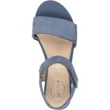 TAMARIS Comfort Sandalen - Denim Nubuc - Leer - Klittenbandsluiting - Sleehak