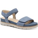 TAMARIS Comfort Sandalen - Denim Nubuc - Leer - Klittenbandsluiting - Sleehak