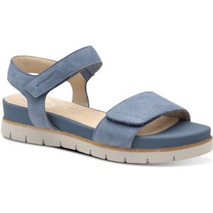 TAMARIS Comfort Sandalen - Denim Nubuc - Leer - Klittenbandsluiting - Sleehak