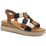 TAMARIS Comfort Platte Sandalen - Cognac - Kam - Hallux-Vriendelijk