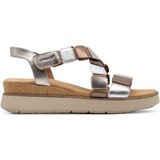 Tamaris - 1-28345-44 - Sandalen - Zwart - Beige - Sleehak 6,5 cm