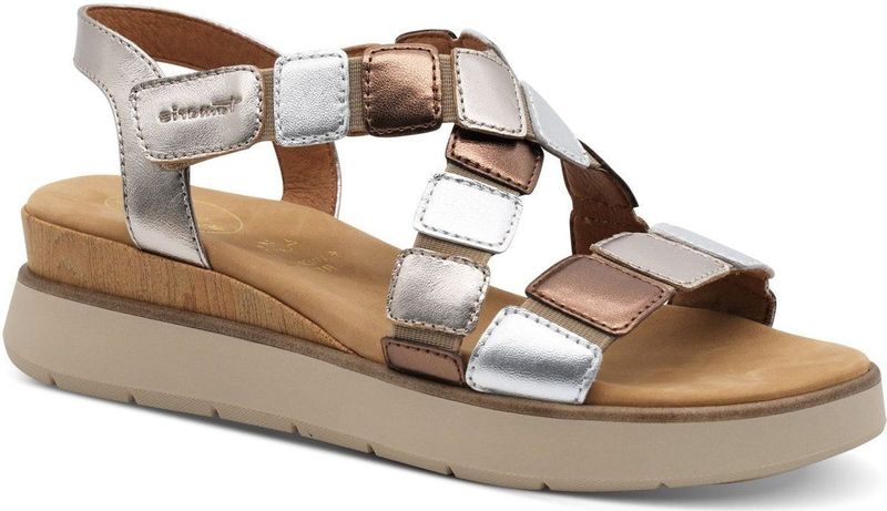 Tamaris - 1-28345-44 - Sandalen - Zwart - Beige - Sleehak 6,5 cm