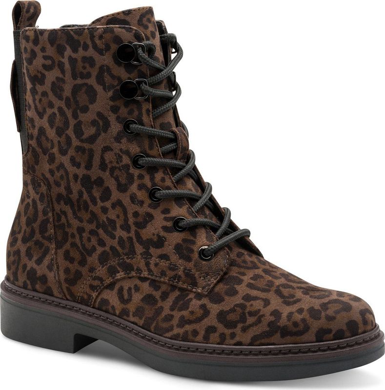 TAMARIS - Comfort Lace Boot - Halflange Laarzen - Dark Leopard