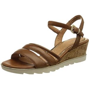 MARCO TOZZI Dames 2-2-28724-28 lederen sandalen met sleehak, cognac, 39 EU