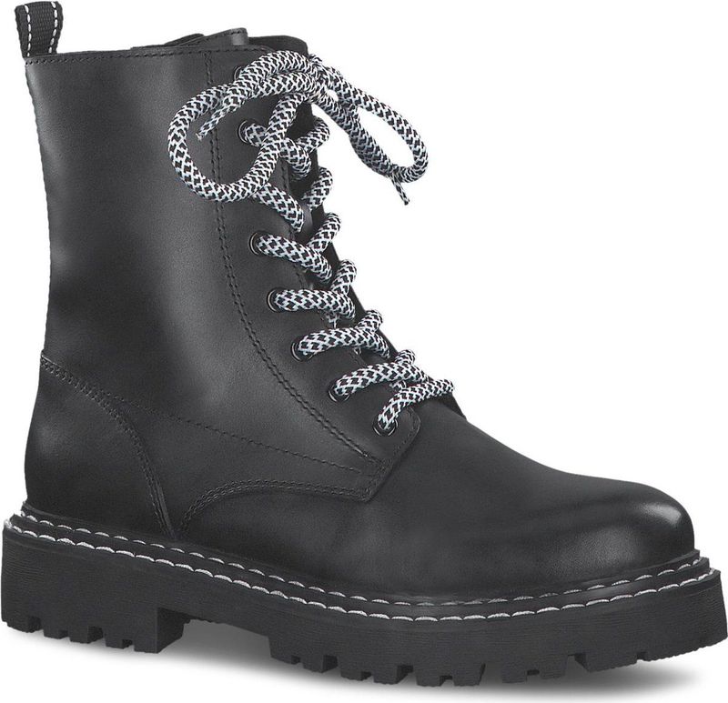 Marco Tozzi - Enkellaarsjes - Zwart - Wol