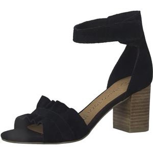 Marco Tozzi Dames 2-2-28398-26 suède sandalen met hakken, zwart, 39 EU, zwart.