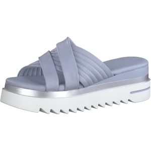 Marco Tozzi Dames 2-2-27212-20 leder sleehak slippers LT.Blue, 40 EU, Lt Blue., 40 EU