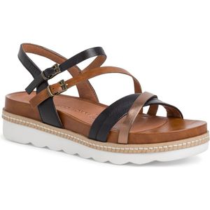 Marco Tozzi Dames 2-2-28415-20 leren sandaal met sleehak sleehak, Navy Comb, 37 EU, Navy Kam, 37 EU