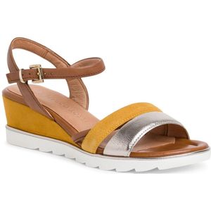 Marco Tozzi Dames 2-2-28724-20 leren sandaal met sleehak sleehak, saffron comb, 39 EU, Saffron Kam, 39 EU