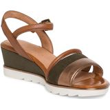 Marco Tozzi Dames 2-2-28724-20 leren sandaal met sleehak sleehak, kaki kam, 37 EU, Khaki Kam, 37 EU