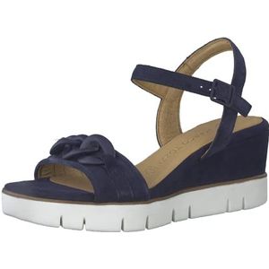 Marco Tozzi Dames 2-2-28713-20 leren sandaal met sleehak, marine, 41 EU, navy, 41 EU