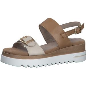 Marco Tozzi Dames 2-2-28717-20 leren sandaal met sleehak wedge sandalen, Cream Comb, 40 EU, Crèam Kam., 40 EU