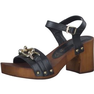 Marco Tozzi Marco Tozzi 2-2-28362-20 leren sandalen met hak voor dames, zwart.