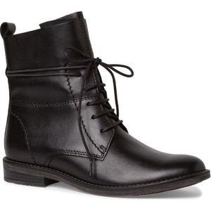 MARCO TOZZI MT Feel and Leather Dames Lace Boot - BLACK - Leer