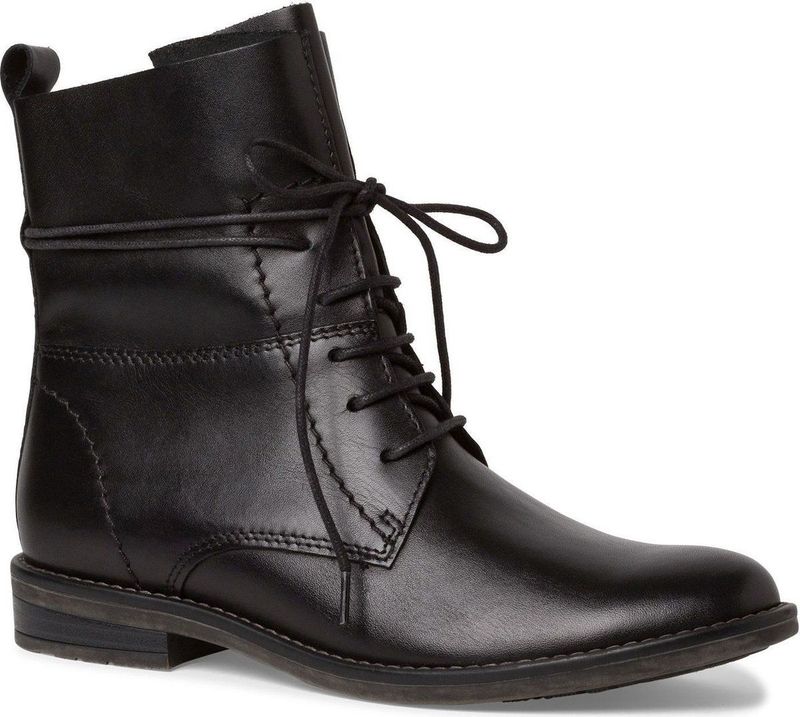 MARCO TOZZI MT Feel and Leather Dames Lace Boot Flat - BLACK