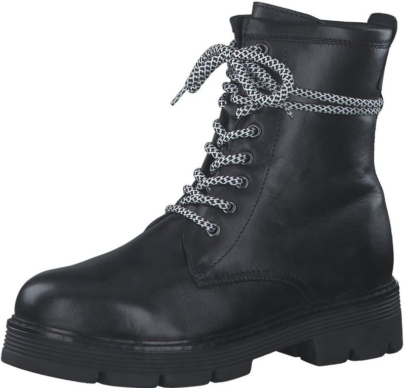 Marco Tozzi - Veterschoenen - Zwart - Leer - Wol