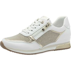 Marco Tozzi - 23713 - Sneaker - Wit Goud - Leatherlook - Glitter Textiel