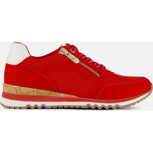 MARCO TOZZI Sneakers - Rode Vegan Dames Sneaker met Witte Details