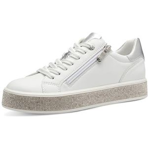 Marco Tozzi Plateausneakers vrijetijdsschoen, lage schoen, veterschoen met contrast bies