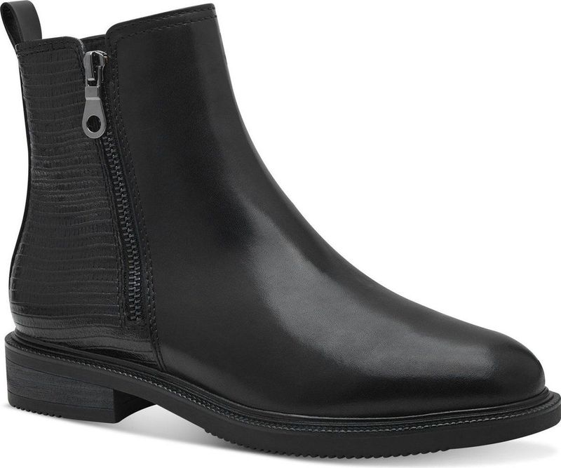 MARCO TOZZI Enkellaarzen - Zwart - Leer/Synthetisch - Ritssluiting