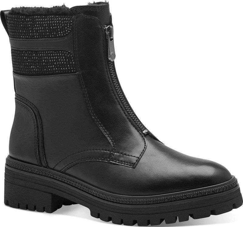 Marco Tozzi - Enkellaarsje - Zwart - Textiel/Synthetisch