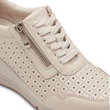 Marco Tozzi - Sneakers - Beige - Leer, Polyestervezel