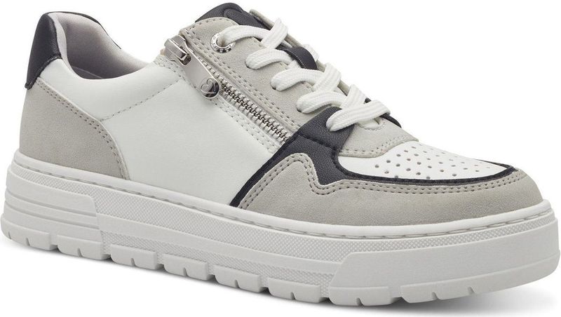 Marco Tozzi - Baskets - Wit Zwart - Leer - Comfort Technologie