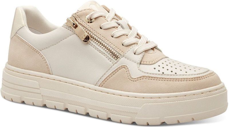 MARCO TOZZI - 2-23755-44 - Damessneakers - Crème - Veganistisch - Uitneembare Binnenzool