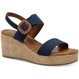 MARCO TOZZI - Sandalen - Blauw - Textiel - Talon Compensé