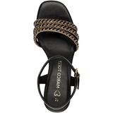Marco Tozzi - Dames Sandaal - Zwart - Synthetisch - Blokhak 5,5 cm
