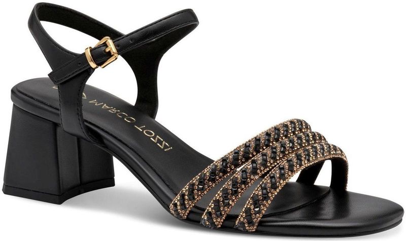 Marco Tozzi - Dames Sandaal - Zwart - Synthetisch - Blokhak 5,5 cm