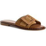 Marco Tozzi - Dames Slipper - F-breedte - 430 - Leer - Blokhak 1,5 cm