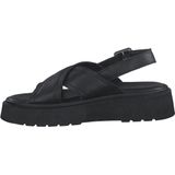 Merk - Sandaal - Effen - Leer - Gesp Sluiting - Open Toe - Middelhoge Hak