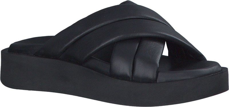 s.Oliver - Dames Slipper - Zwart - Leren Bovenwerk - Soft Foam Technologie