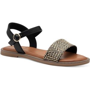 s.Oliver - 5-28133-42 - Sandaal - Zwart - Materiaalmix - Hakhoogte 6,5 cm