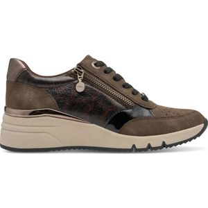 s.Oliver - Sneakers - Bruin - Imitatieleer - Platte Zool