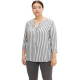 TOM TAILOR - Blouse - Offwhite Navy Vertical Stripe - 100% Viscose Lenzing Ecovero