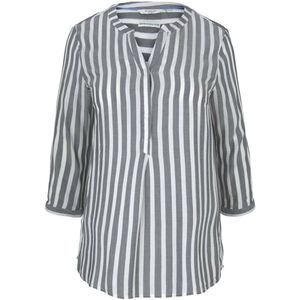 TOM TAILOR - Dames Blouse - Offwhite Navy Vertical Stripe - 1024917 - 46 Grote Maten