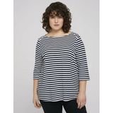 TOM TAILOR Dames Sweatshirt met strepen 1024892, 26484 - Navy White Regular Stripe, 46 Grote maten