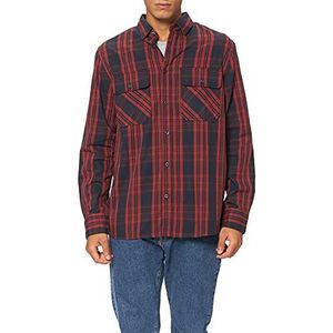 TOM TAILOR Uomini Geruit overhemd van biologisch katoen 1026859, 28074 - Navy Red Check On Bedford, S