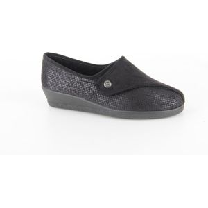Rohde - 2538-90 Pantoffel - Zwart - Microvelour - Wol Binnenvoering
