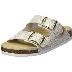 Rohde Elba 1702 Slippers voor dames, met gesp, clogs met kurkzool, 02 Ivoor, 36 EU