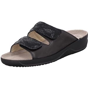 Rohde Dames slippers leer klompen lederen voetbed Soltau-40 1947, 90, zwart., 36 EU Smal