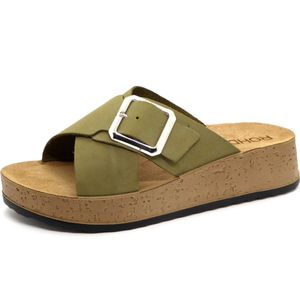 Rohde Dames Slipper - 6210-62 Kaki - Maat 38