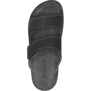 Rohde Slipper Heren - Leder - Zwart - Klittenband - 6241-90