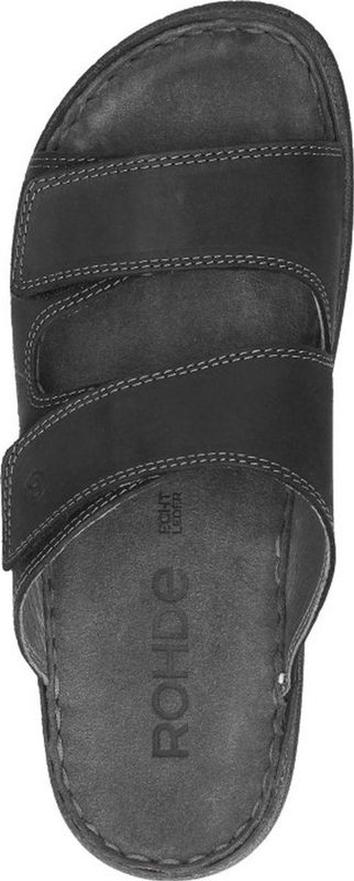 Rohde Slipper Heren - Leder - Zwart - Klittenband - 6241-90