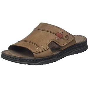 Rohde Heren slippers lederen klompen klittenbandsluiting Alghero 6252, 75 Camel, 40 EU