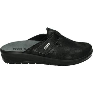 Rohde - 6165 Pantoffels - Zwart - Stretchmateriaal - Klittenbandsluiting